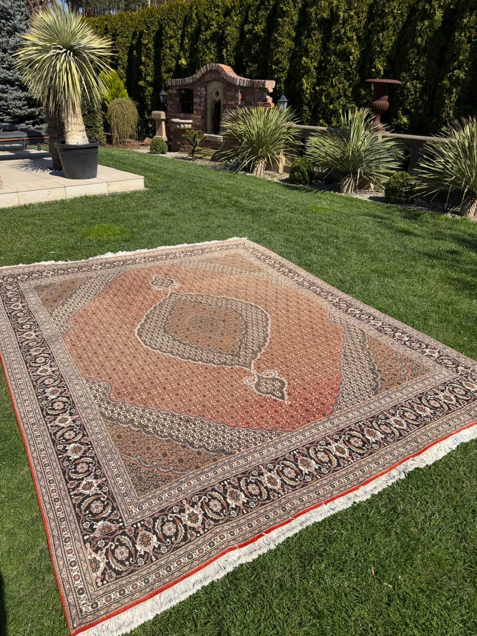 Dywan Tabriz 320x250 cm, czerwony beżowy, wełna kaszmirowa jedwab, Iran - 302551