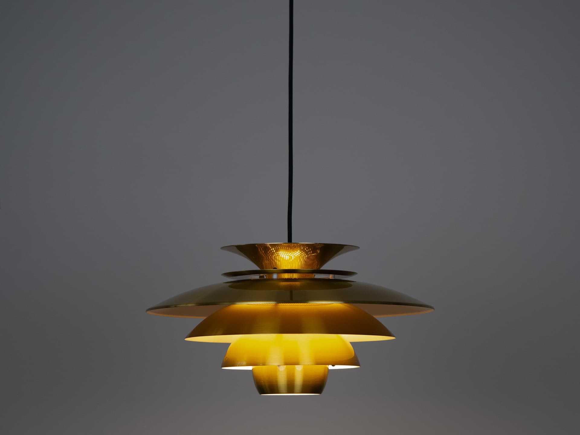 Pendant lamp, gold aluminium, by K. Wiborg, Jeka, Denmark, 1980s. - 302565