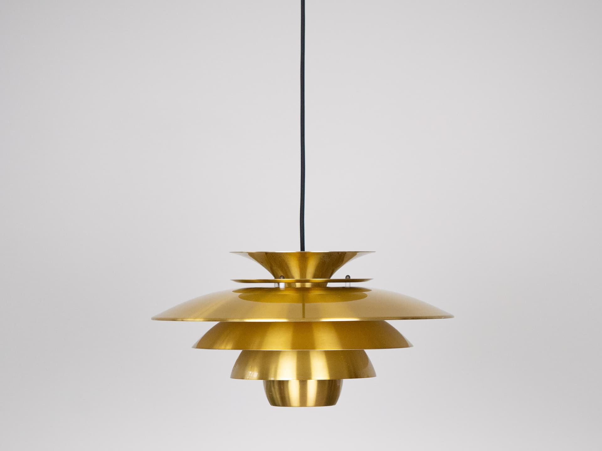Pendant lamp, gold aluminium, by K. Wiborg, Jeka, Denmark, 1980s. - 302564