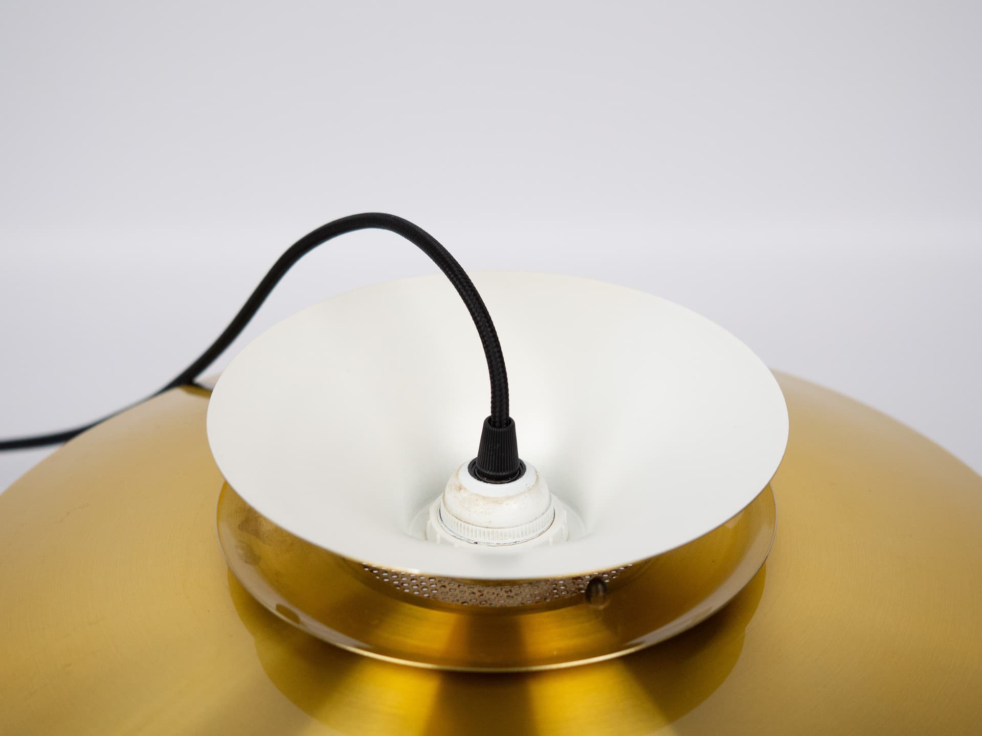 Pendant lamp, gold aluminium, by K. Wiborg, Jeka, Denmark, 1980s. - 302568