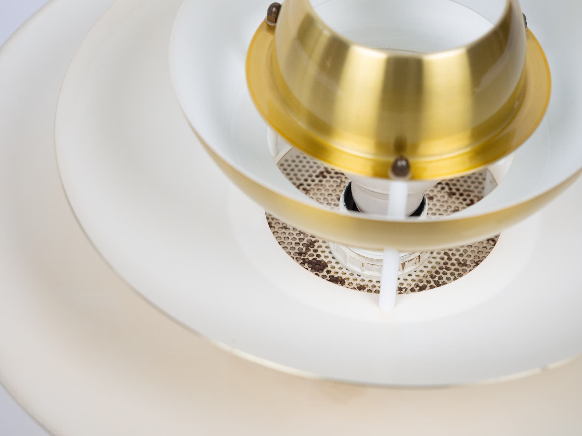 Pendant lamp, gold aluminium, by K. Wiborg, Jeka, Denmark, 1980s. - 302575