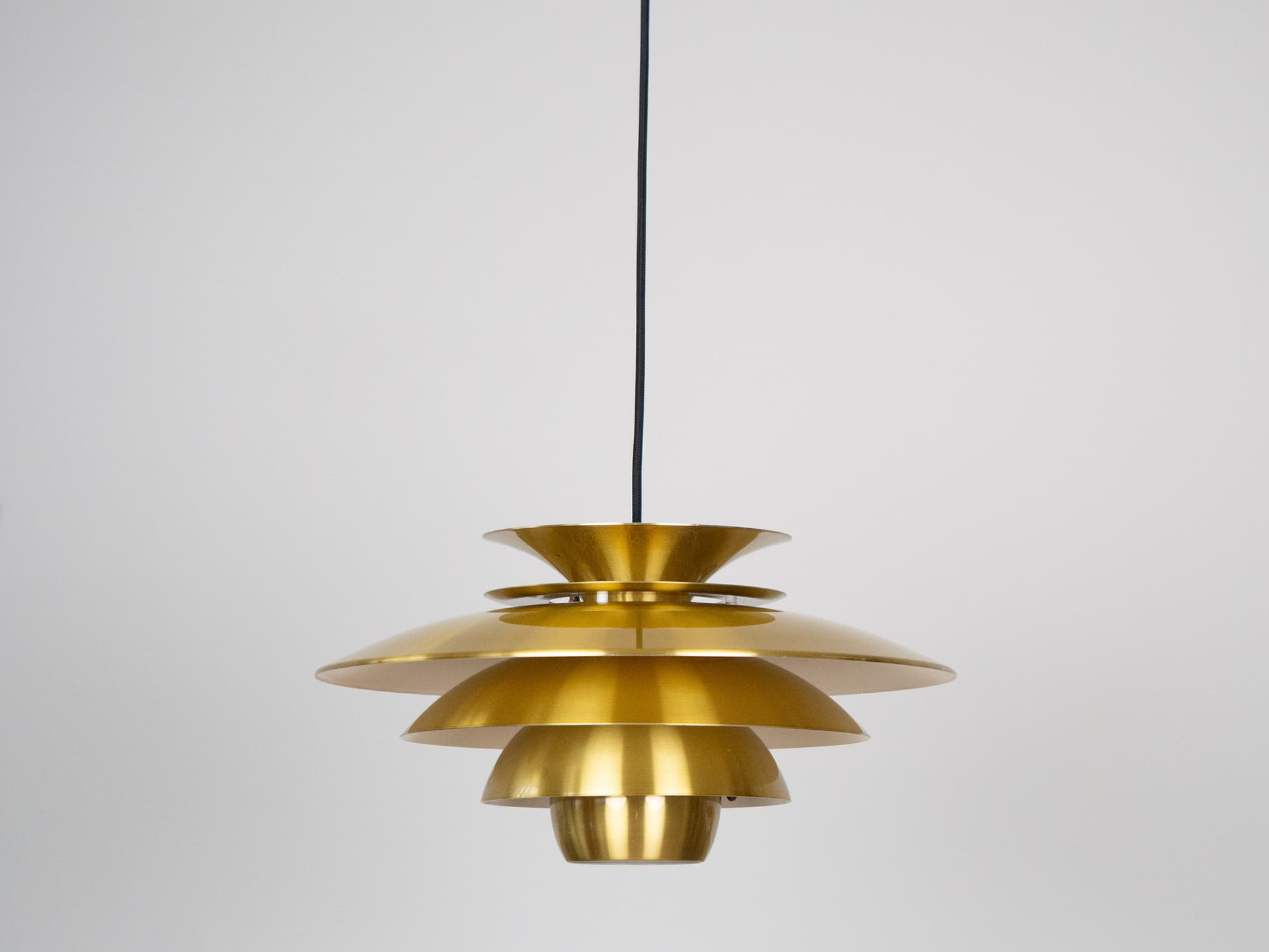 Pendant lamp, gold aluminium, by K. Wiborg, Jeka, Denmark, 1980s. - 302566