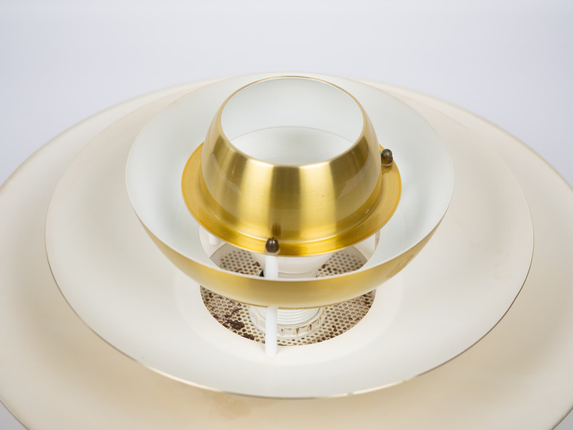 Pendant lamp, gold aluminium, by K. Wiborg, Jeka, Denmark, 1980s. - 302571