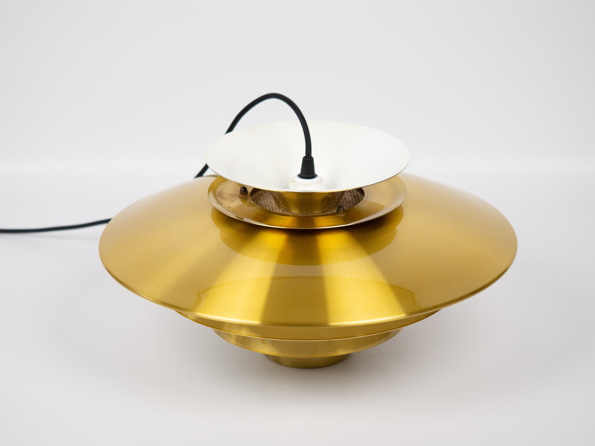 Pendant lamp, gold aluminium, by K. Wiborg, Jeka, Denmark, 1980s. - 302567