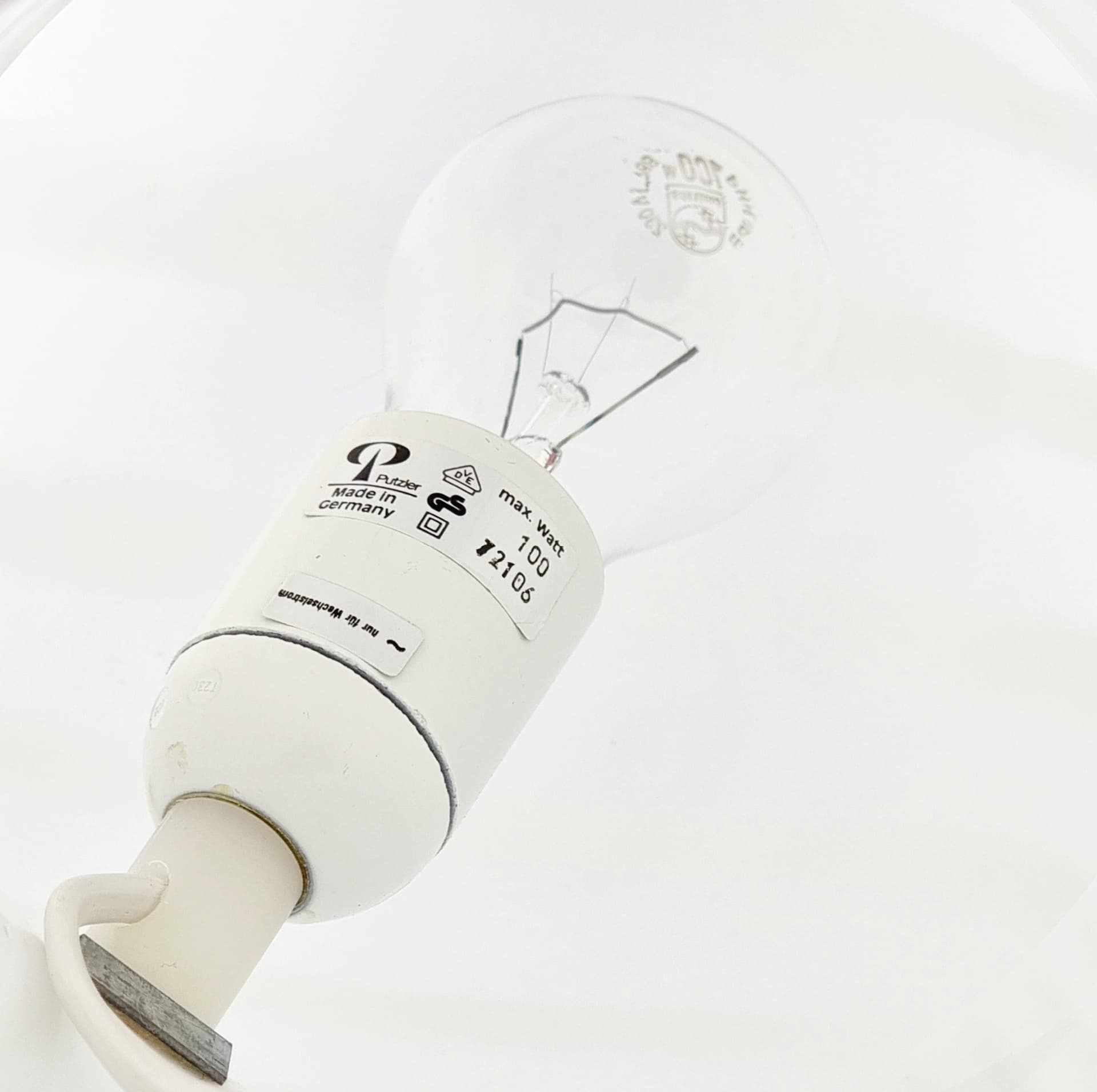 Lampa stołowa Zebra, biały szary, szkło, Peill & Putzler, Niemcy, lata 70. - 302635