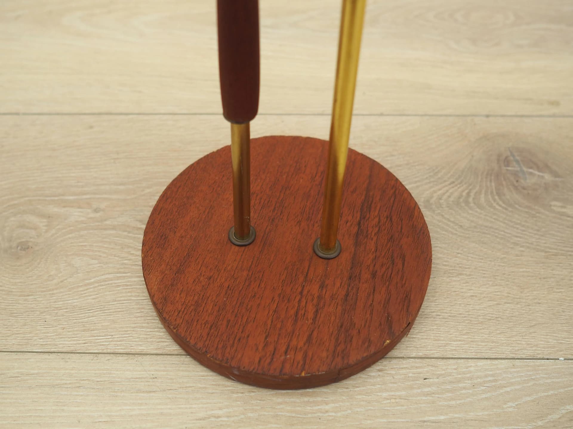 Popielniczka, teak brązowy, mosiądz złoty, Dania, lata 70. - 22292