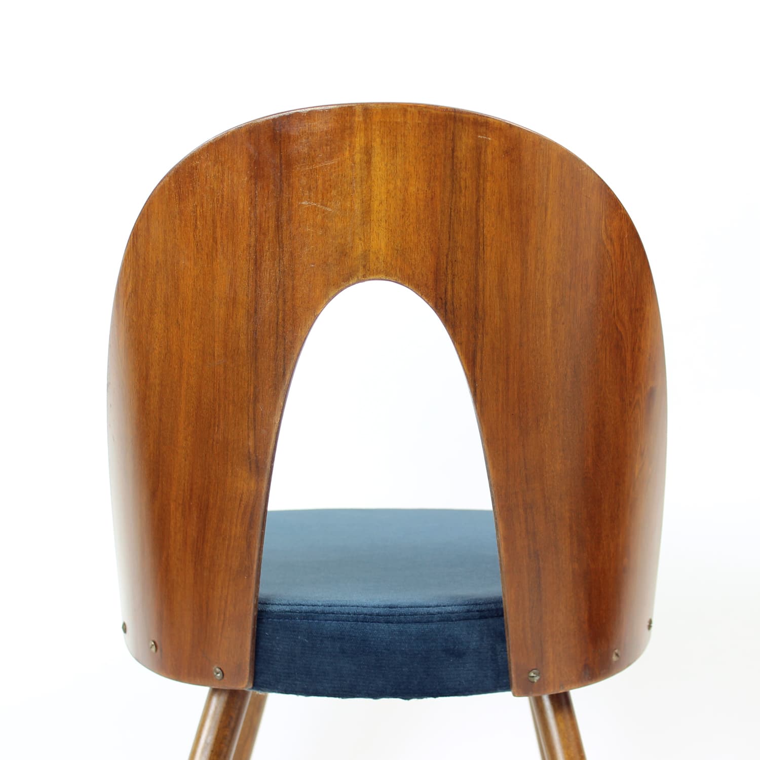 Set of Six Chairs, walnut, navy blue velvet, by A. Šuman, Tatra Nabytok, Czechoslovakia, 1960s. - 302768