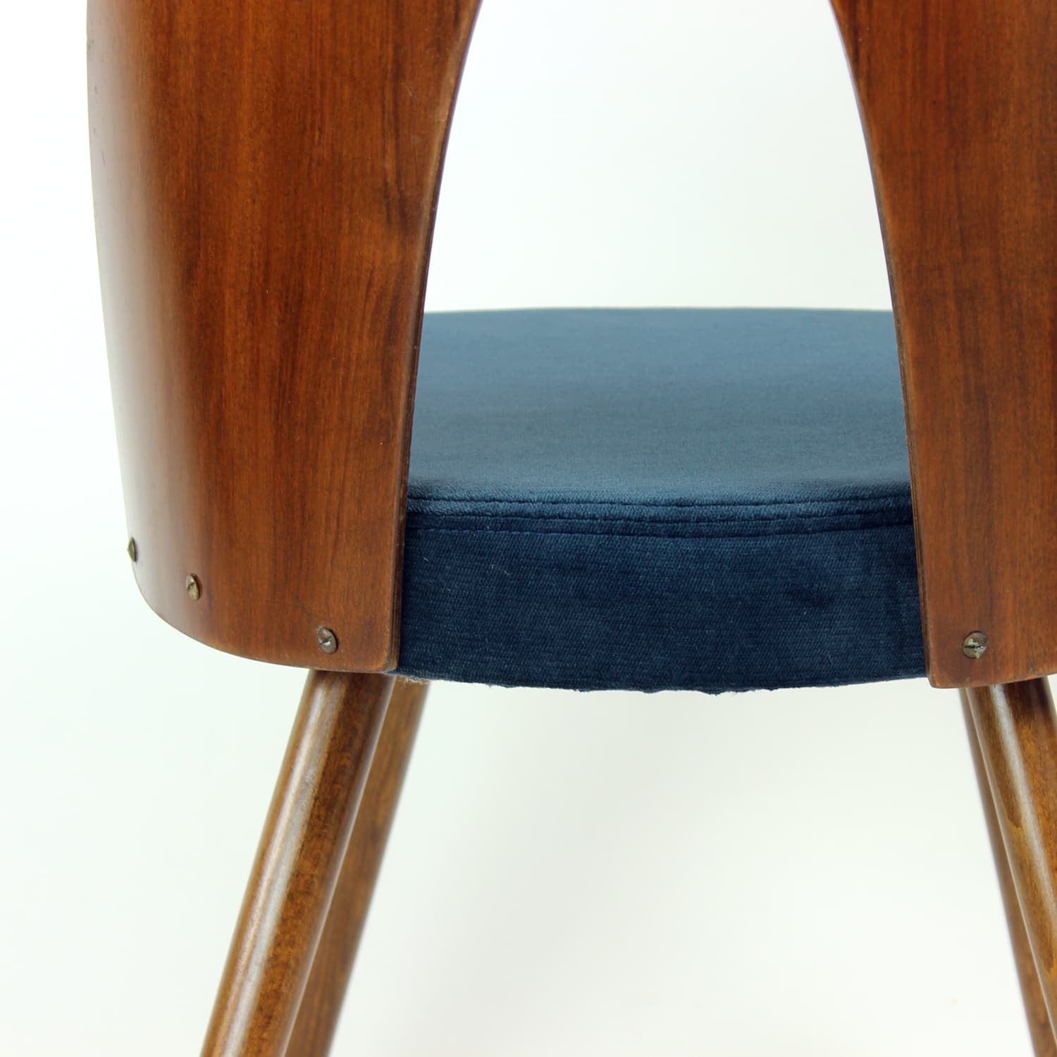 Set of Six Chairs, walnut, navy blue velvet, by A. Šuman, Tatra Nabytok, Czechoslovakia, 1960s. - 302759