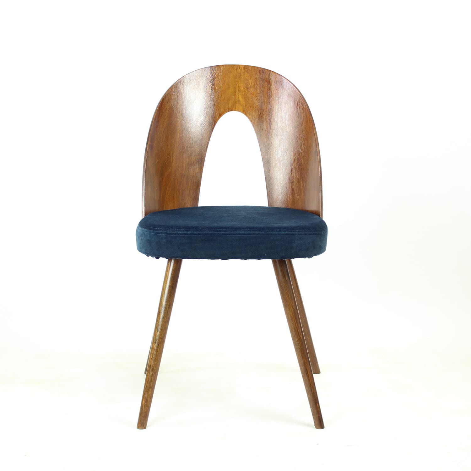Set of Six Chairs, walnut, navy blue velvet, by A. Šuman, Tatra Nabytok, Czechoslovakia, 1960s. - 302758