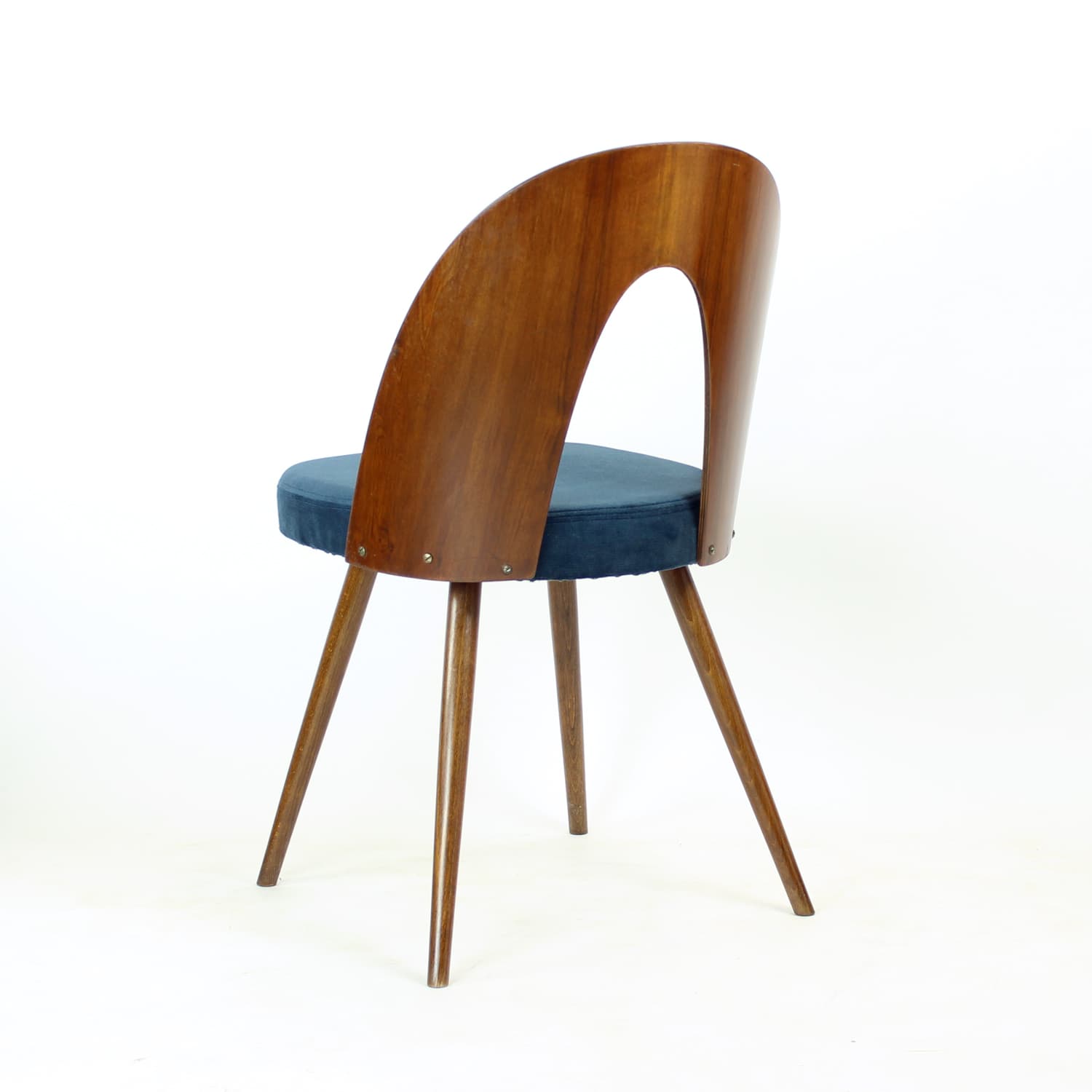 Set of Six Chairs, walnut, navy blue velvet, by A. Šuman, Tatra Nabytok, Czechoslovakia, 1960s. - 302757