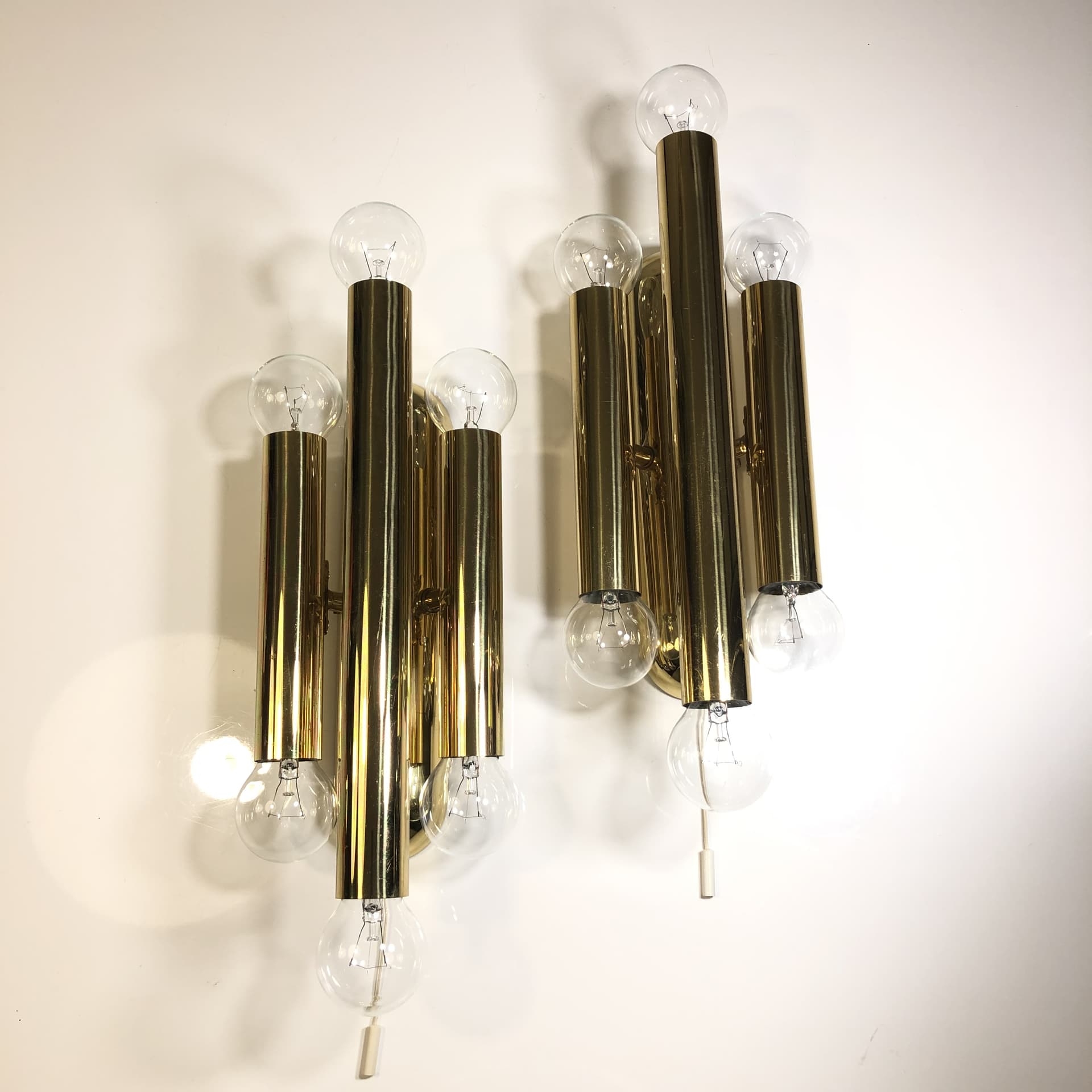 Para kinkietów, metal złoty, V.L.S Leuchten, Niemcy, lata 80. - 22212