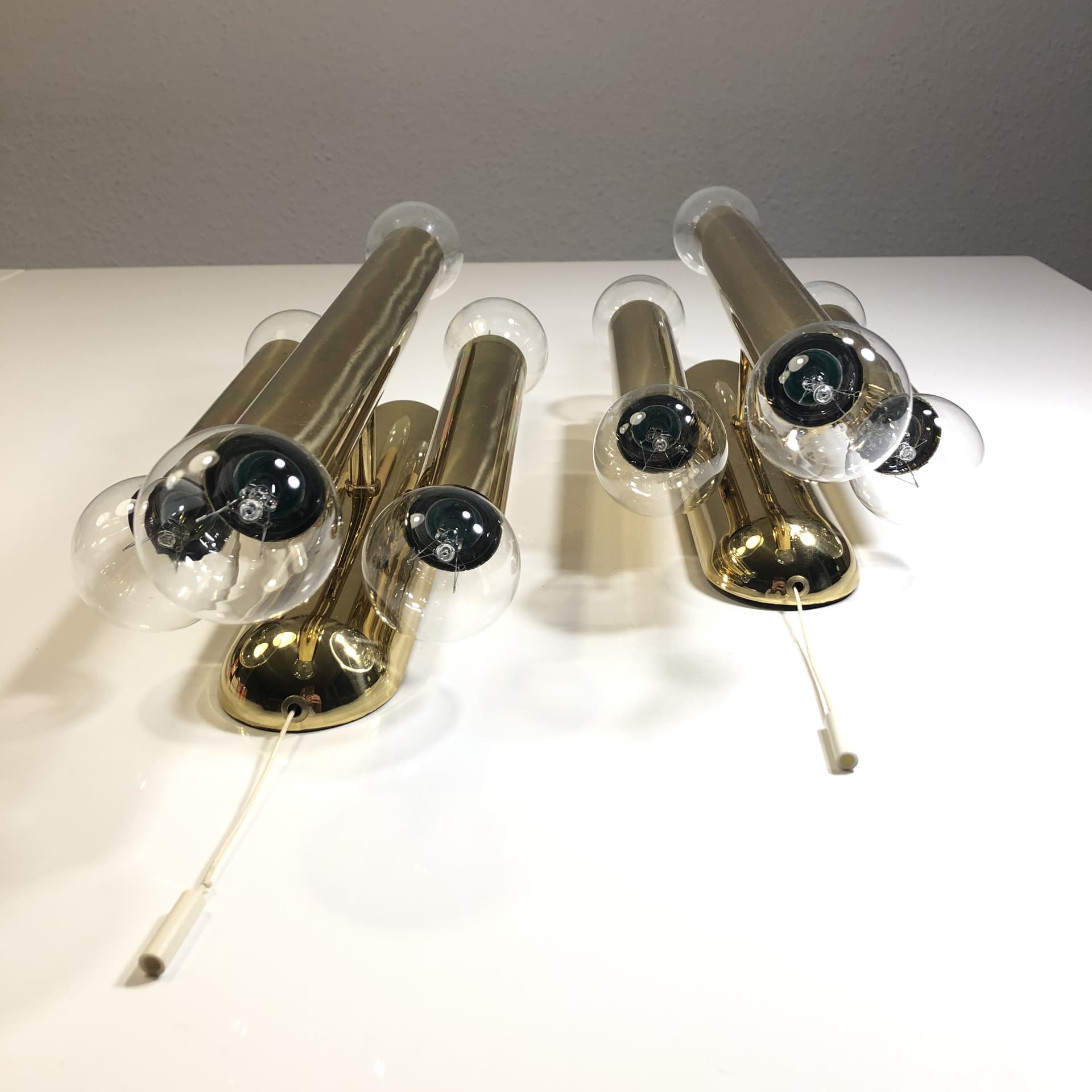 Para kinkietów, metal złoty, V.L.S Leuchten, Niemcy, lata 80. - 22215