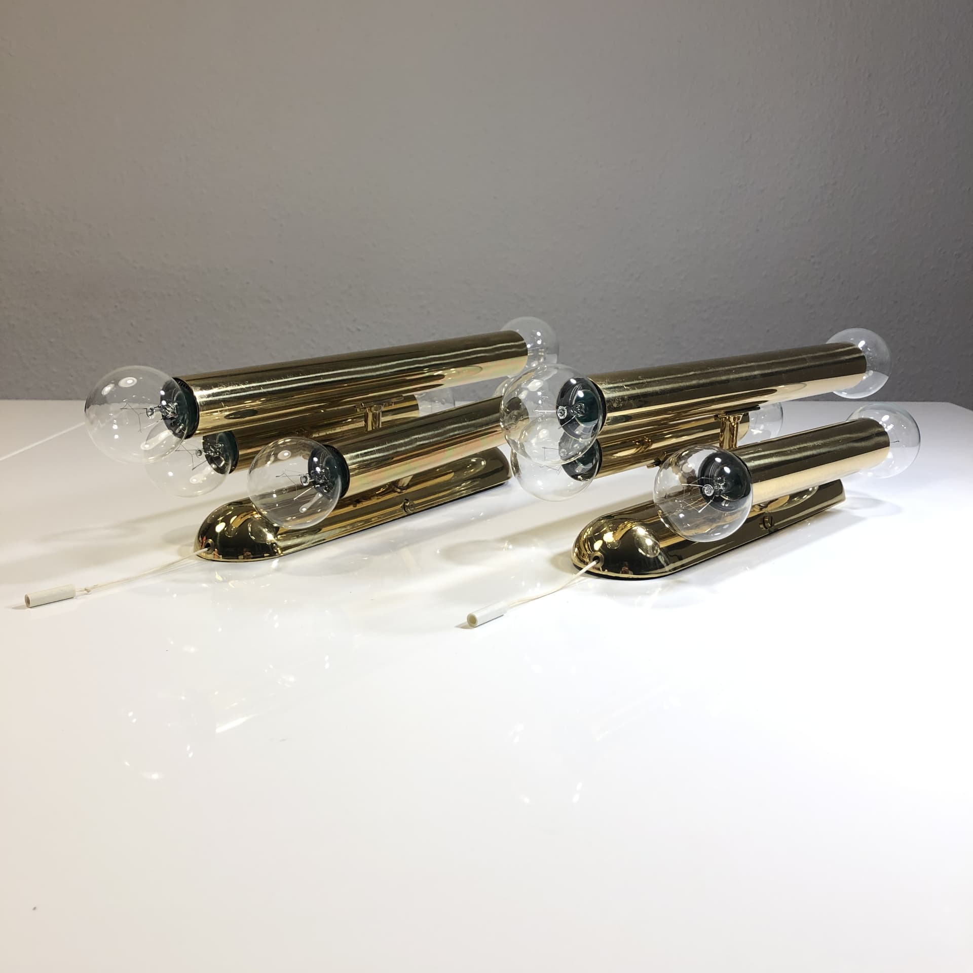 Para kinkietów, metal złoty, V.L.S Leuchten, Niemcy, lata 80. - 22217