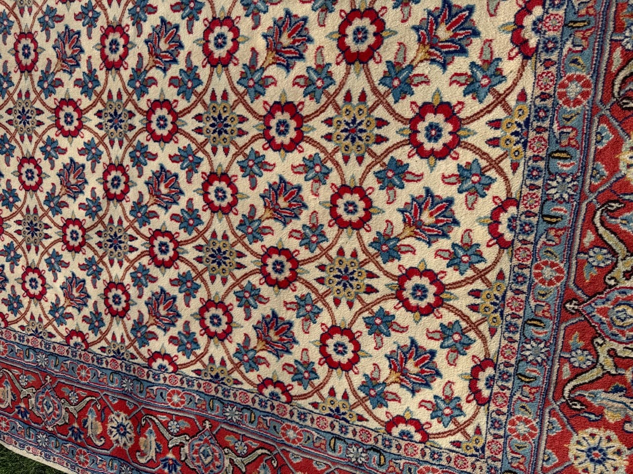 Dywan Bidjar 210x200 cm, beżowy czerwony niebieski złoty, wełna kaszmirowa, Iran - 302814