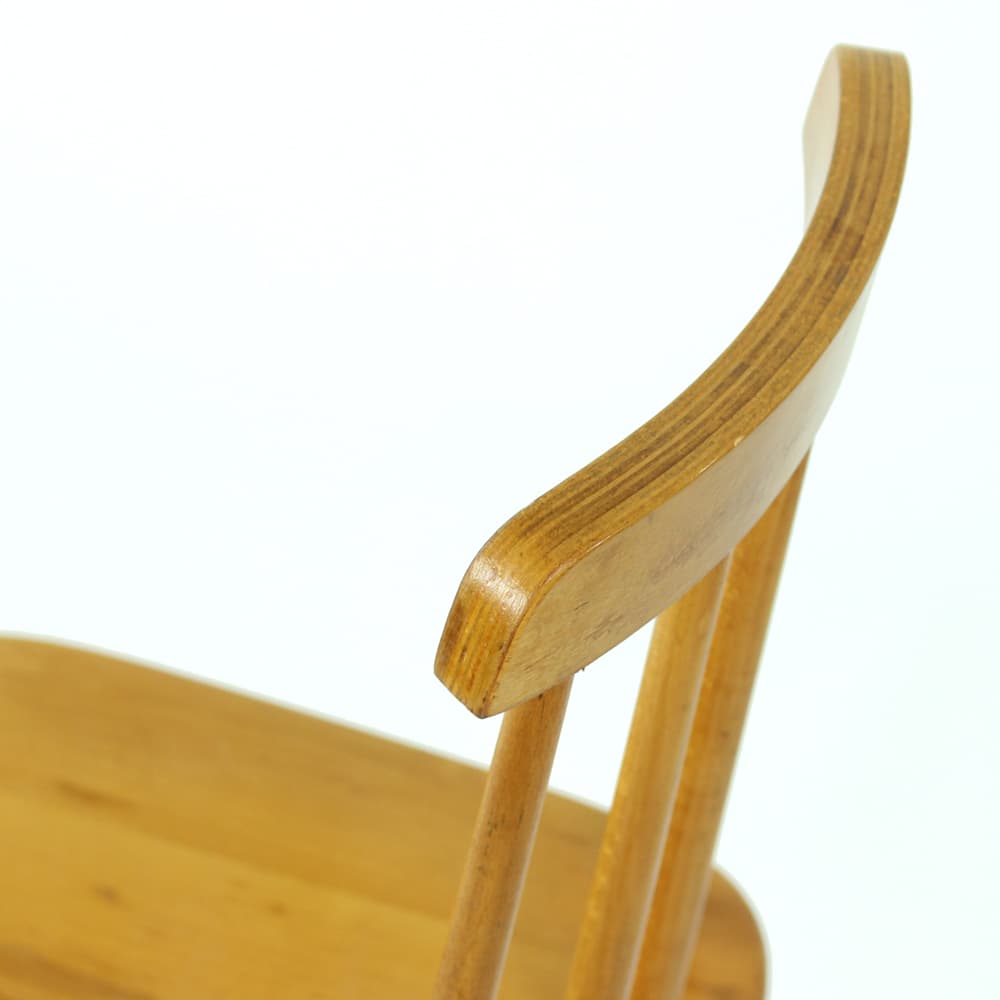 Swivel stool with backrest, brown oak, black metal, Tatra Nabytok, Czechoslovakia, 1960s. - 302827