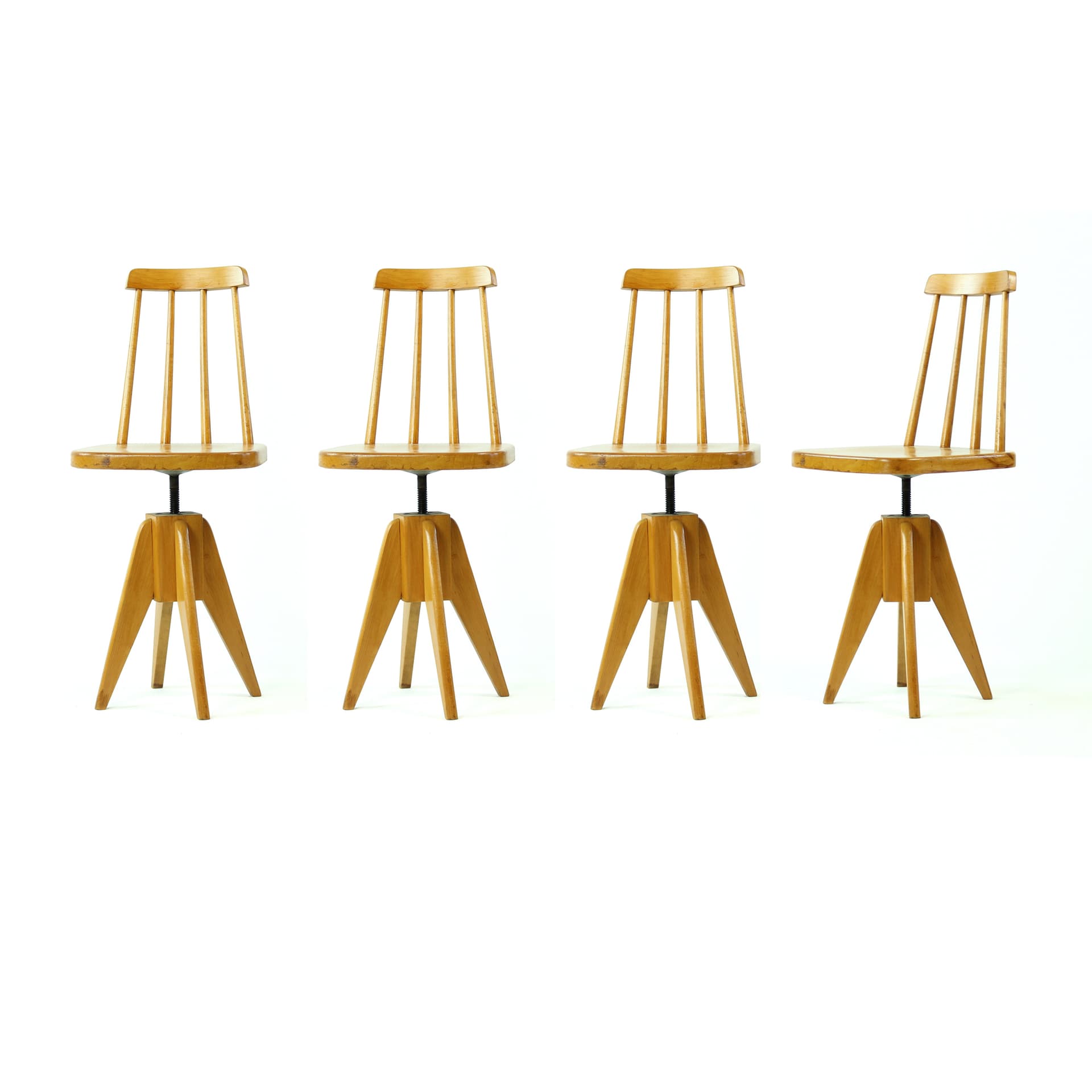 Swivel stool with backrest, brown oak, black metal, Tatra Nabytok, Czechoslovakia, 1960s. - 302824
