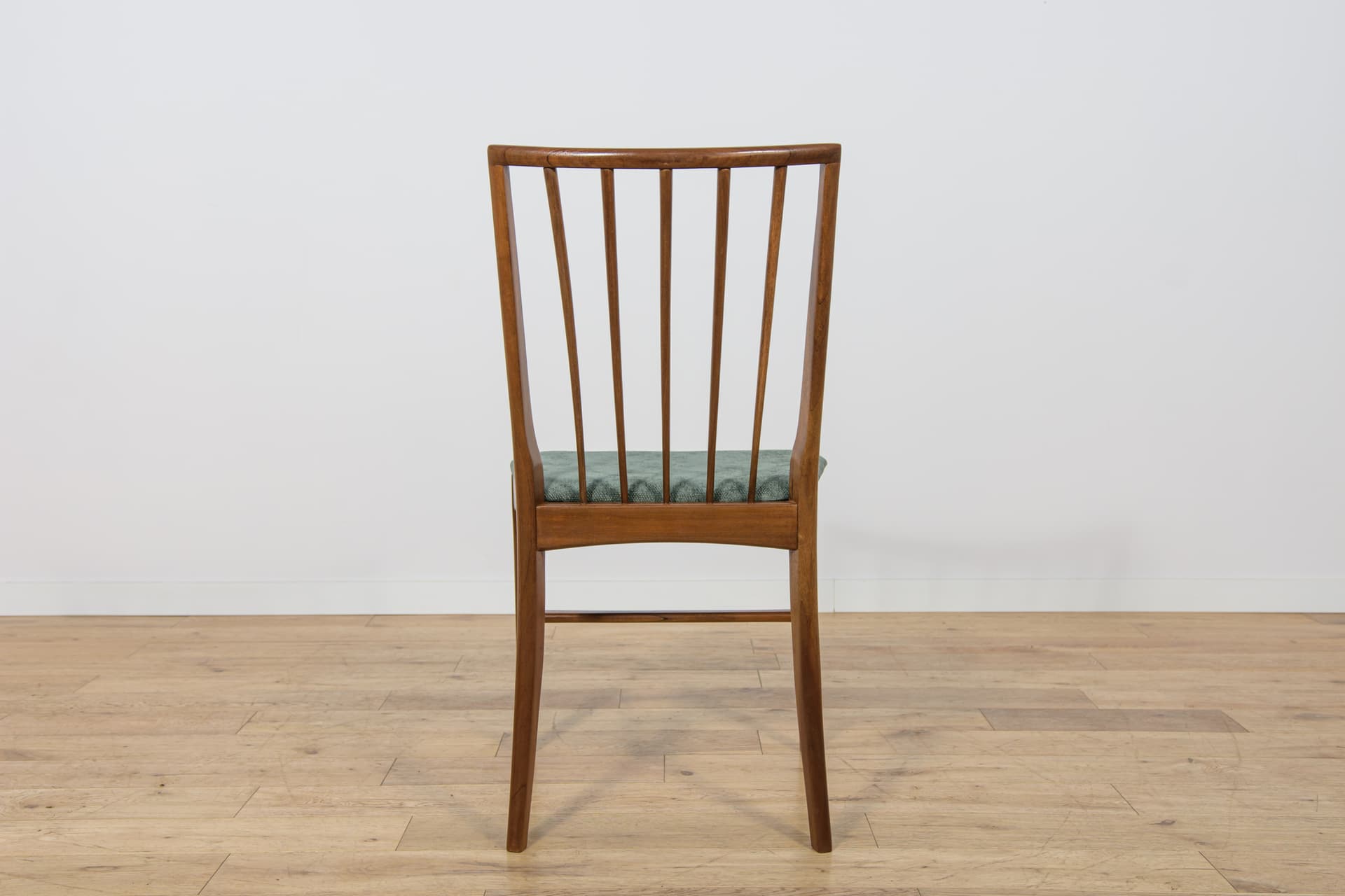 Set of four chairs, brown teak, green fabric, United Kingdom, 1960s. - 302883