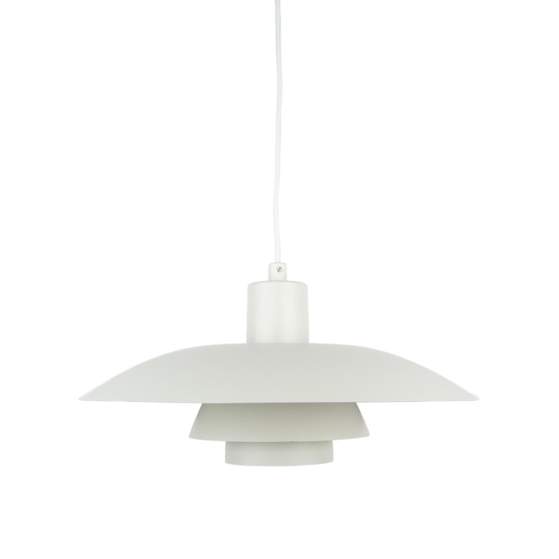 Lampa wisząca PH 4/3, biały, aluminium, proj. P. Henningsen, Dania, lata 80.
