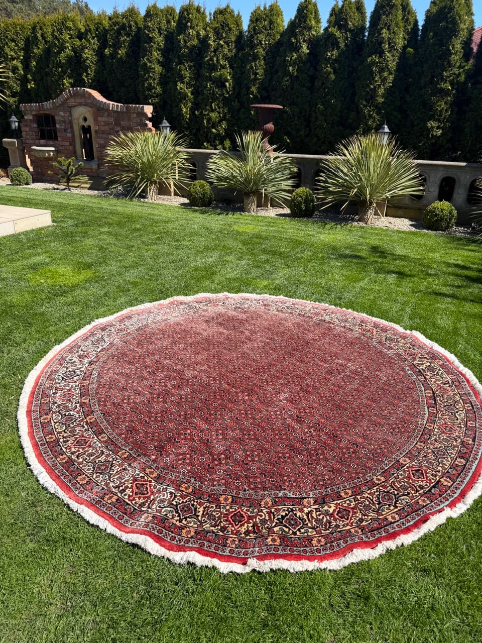 Dywan okrągły Bidjar 270x270 cm, czerwony, wełna kaszmirowa, Iran - 303059