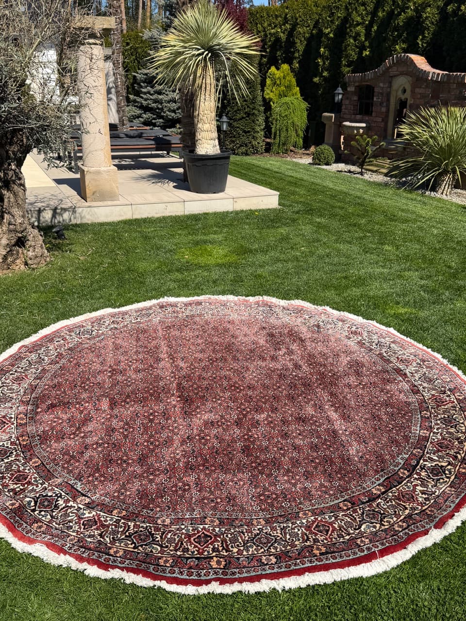 Dywan okrągły Bidjar 270x270 cm, czerwony, wełna kaszmirowa, Iran - 303066