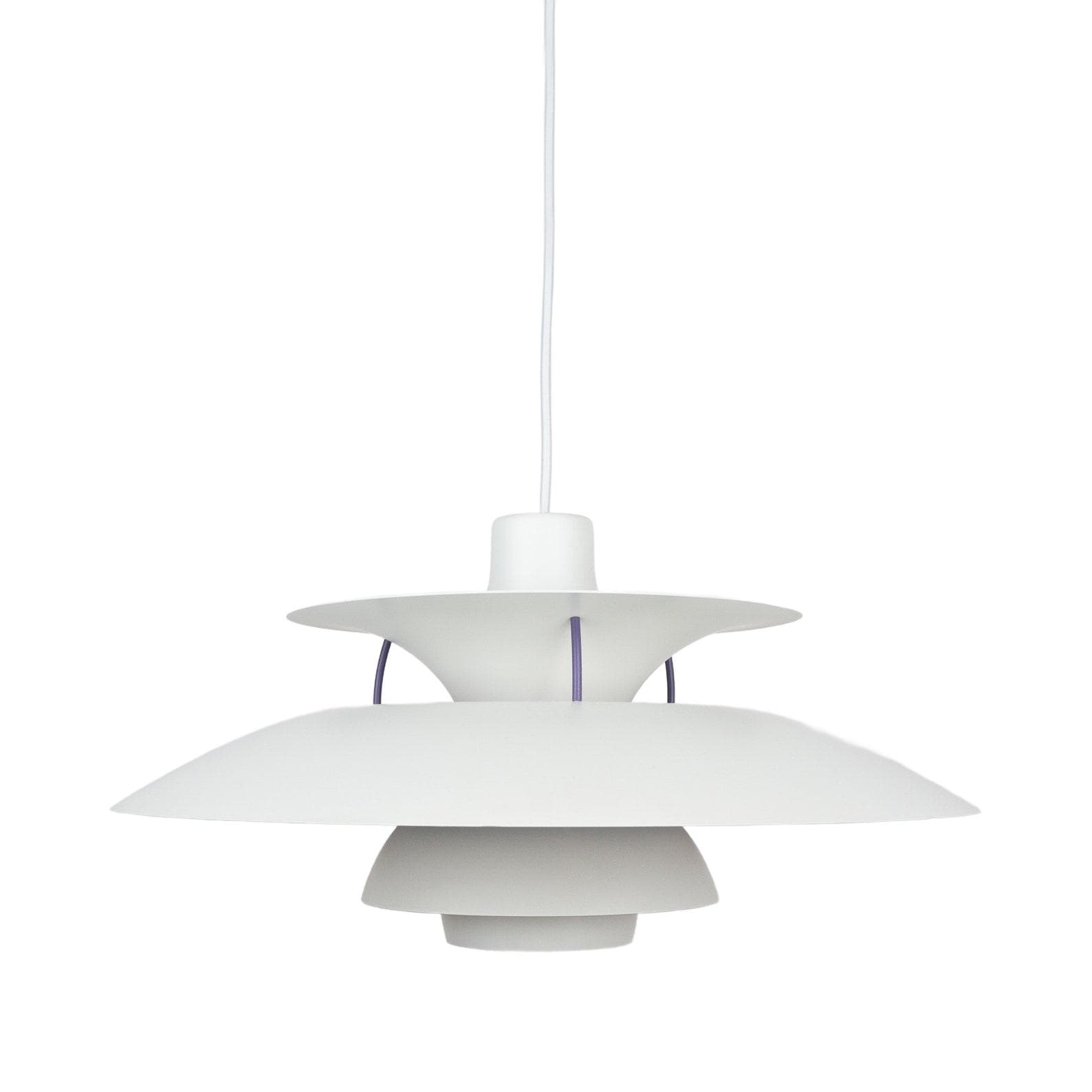 Pendant lamp PH 5, white metal, by P. Henningsen, Louis Poulsen, Denmark, 1980s.