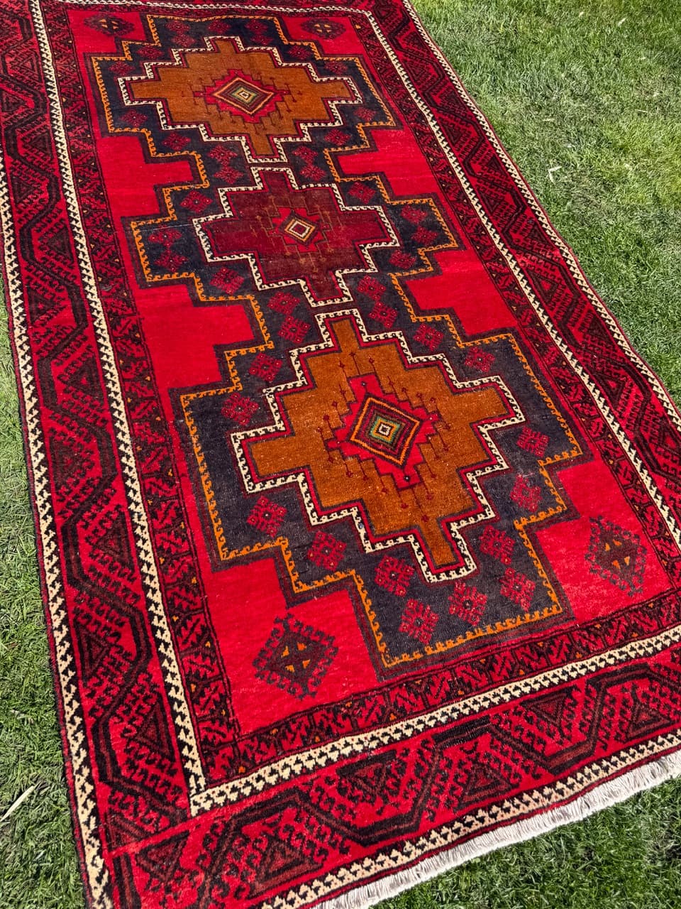 Dywan Hamadan 250x140 cm, czerwony, wełna, Iran - 303104