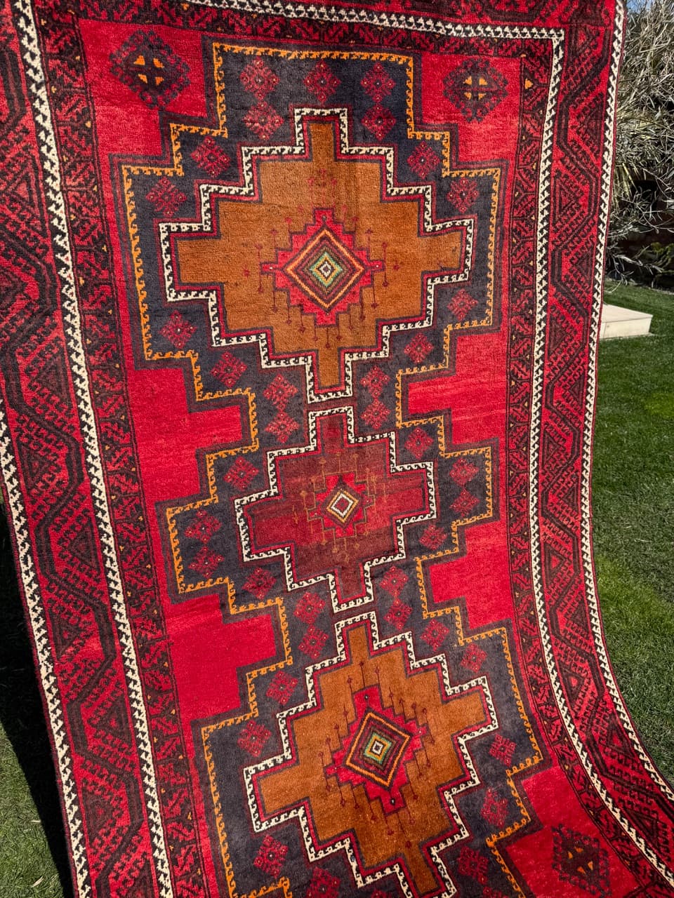 Dywan Hamadan 250x140 cm, czerwony, wełna, Iran - 303098
