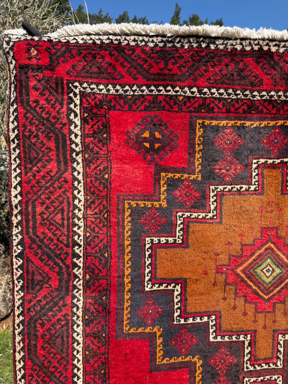 Dywan Hamadan 250x140 cm, czerwony, wełna, Iran - 303099