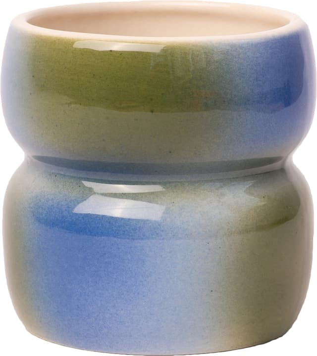 Cup Belly Blue, blue, green, beige, ceramics, by A. Puławska - DIMENSION