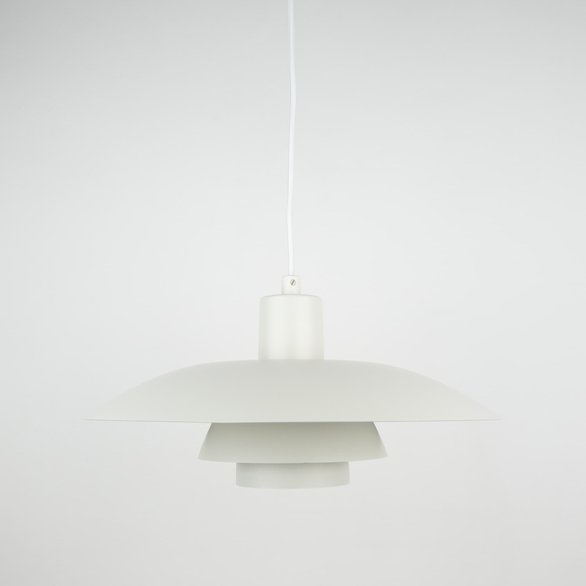 Para lamp wiszących PH 4/3, metal biały, proj. P. Henningsen, Louis Poulsen, Dania, lata 60. - 303171