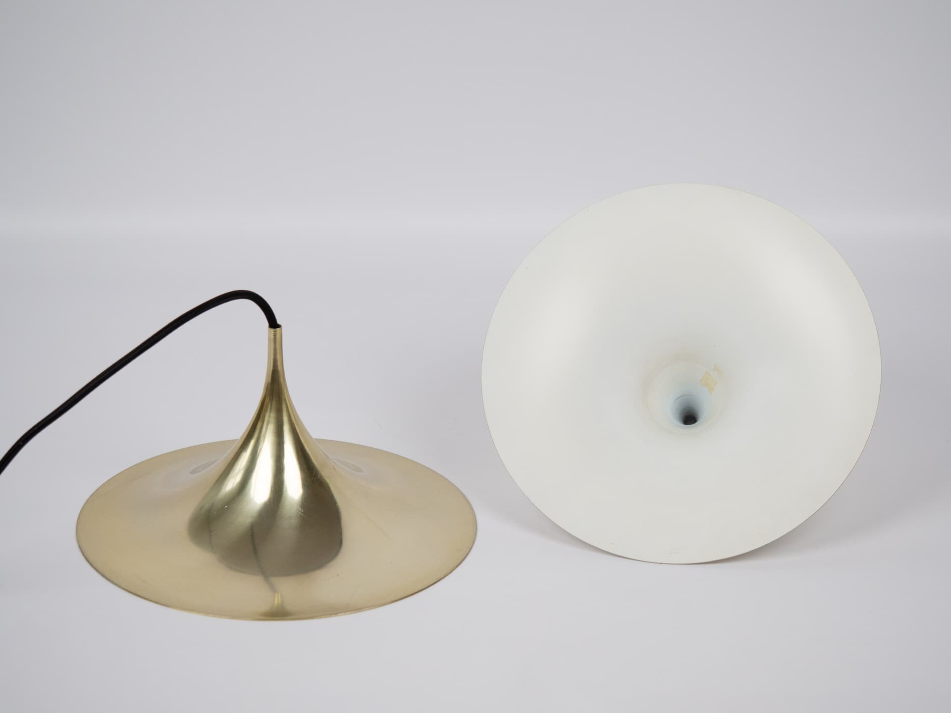 Pair of pendant lamps Semi, gold brass, Fog & Mørup, Denmark, 1960s. - 303229