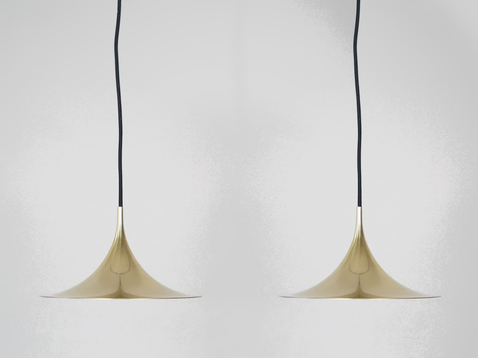 Pair of pendant lamps Semi, gold brass, Fog & Mørup, Denmark, 1960s. - 303226