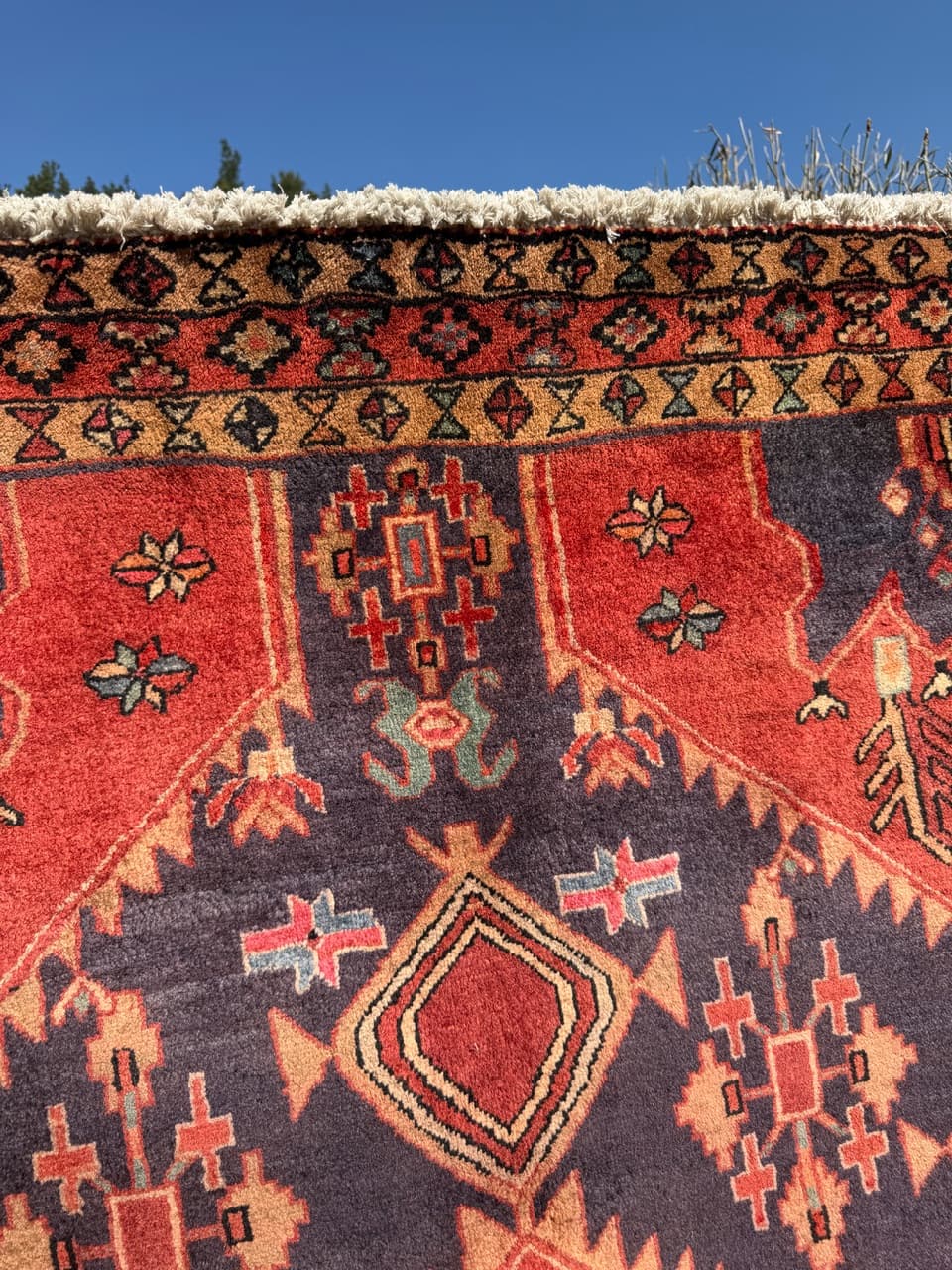 Chodnik Hamadan 325x140 cm, czerwony, wełna, Iran - 303285