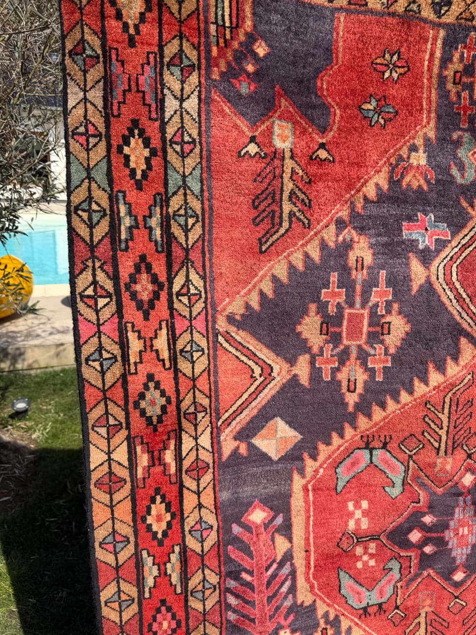 Chodnik Hamadan 325x140 cm, czerwony, wełna, Iran - 303284