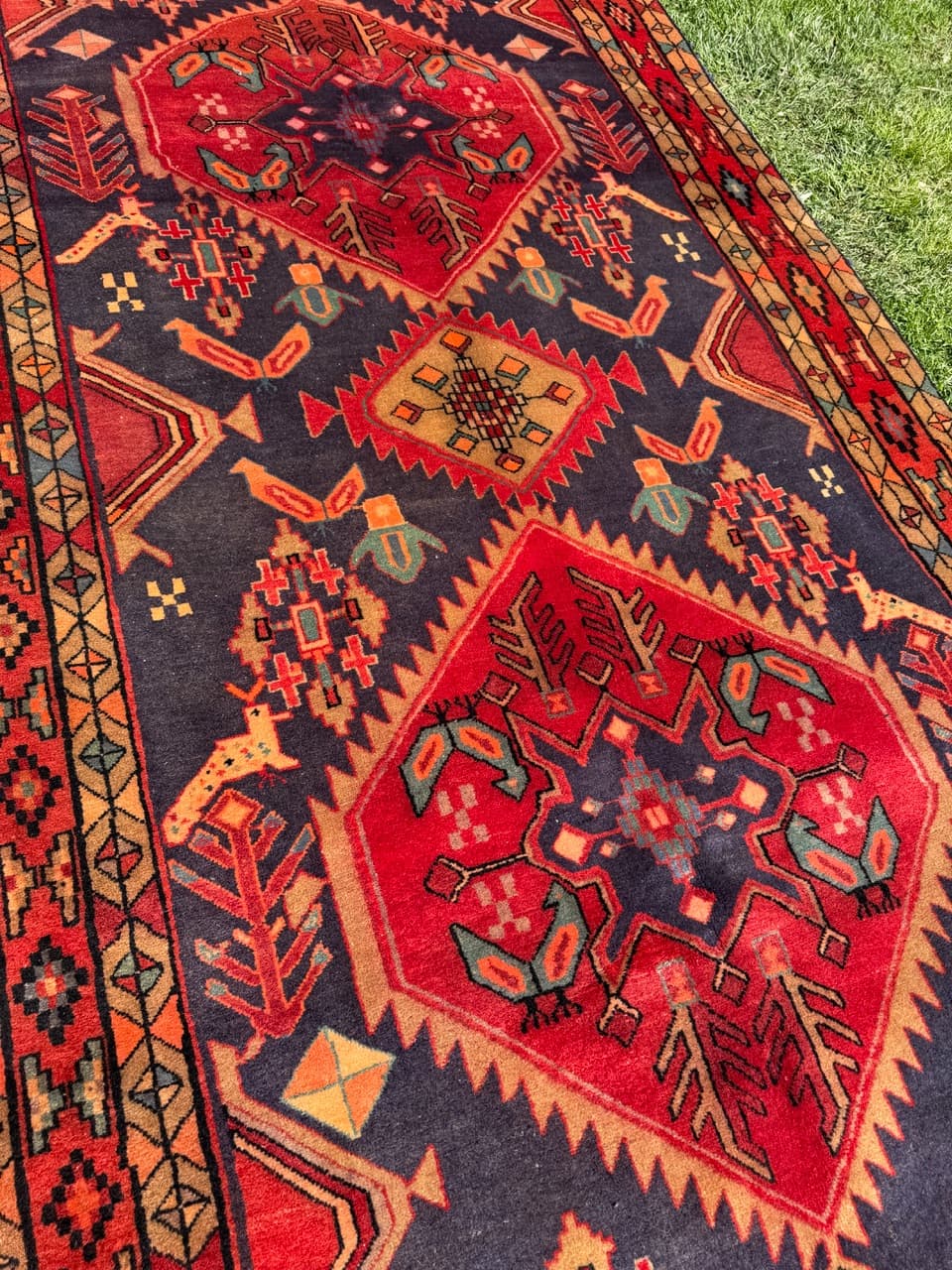 Chodnik Hamadan 325x140 cm, czerwony, wełna, Iran - 303292