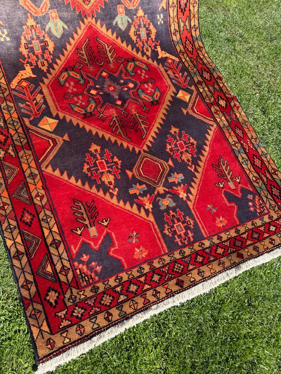 Chodnik Hamadan 325x140 cm, czerwony, wełna, Iran - 303287