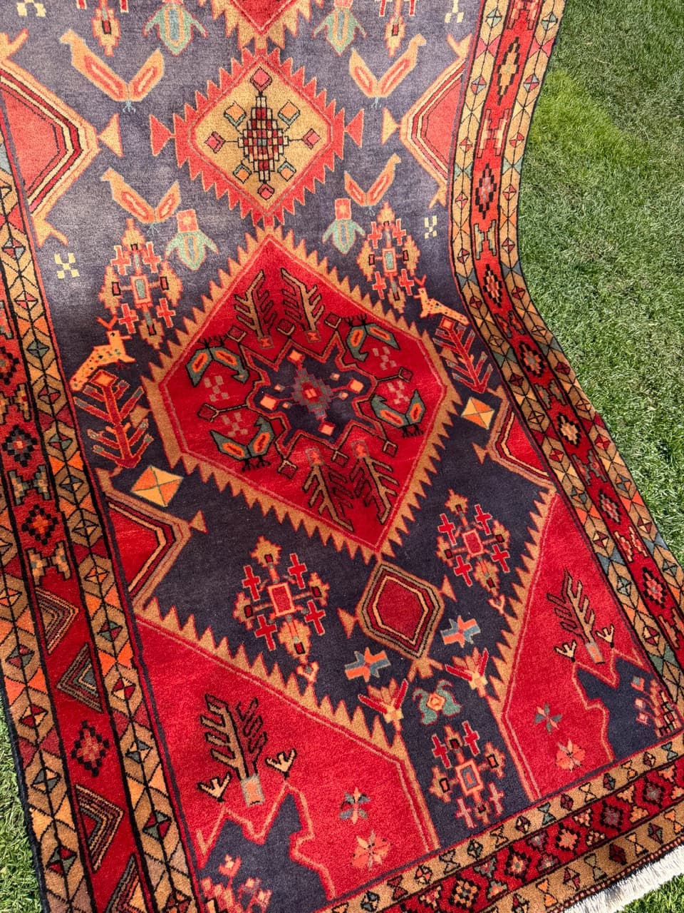 Chodnik Hamadan 325x140 cm, czerwony, wełna, Iran - 303286