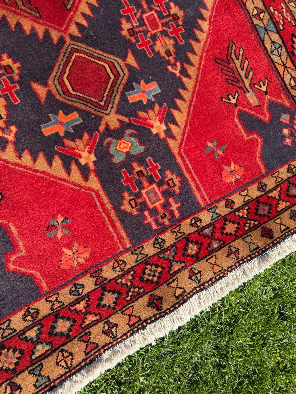 Chodnik Hamadan 325x140 cm, czerwony, wełna, Iran - 303295