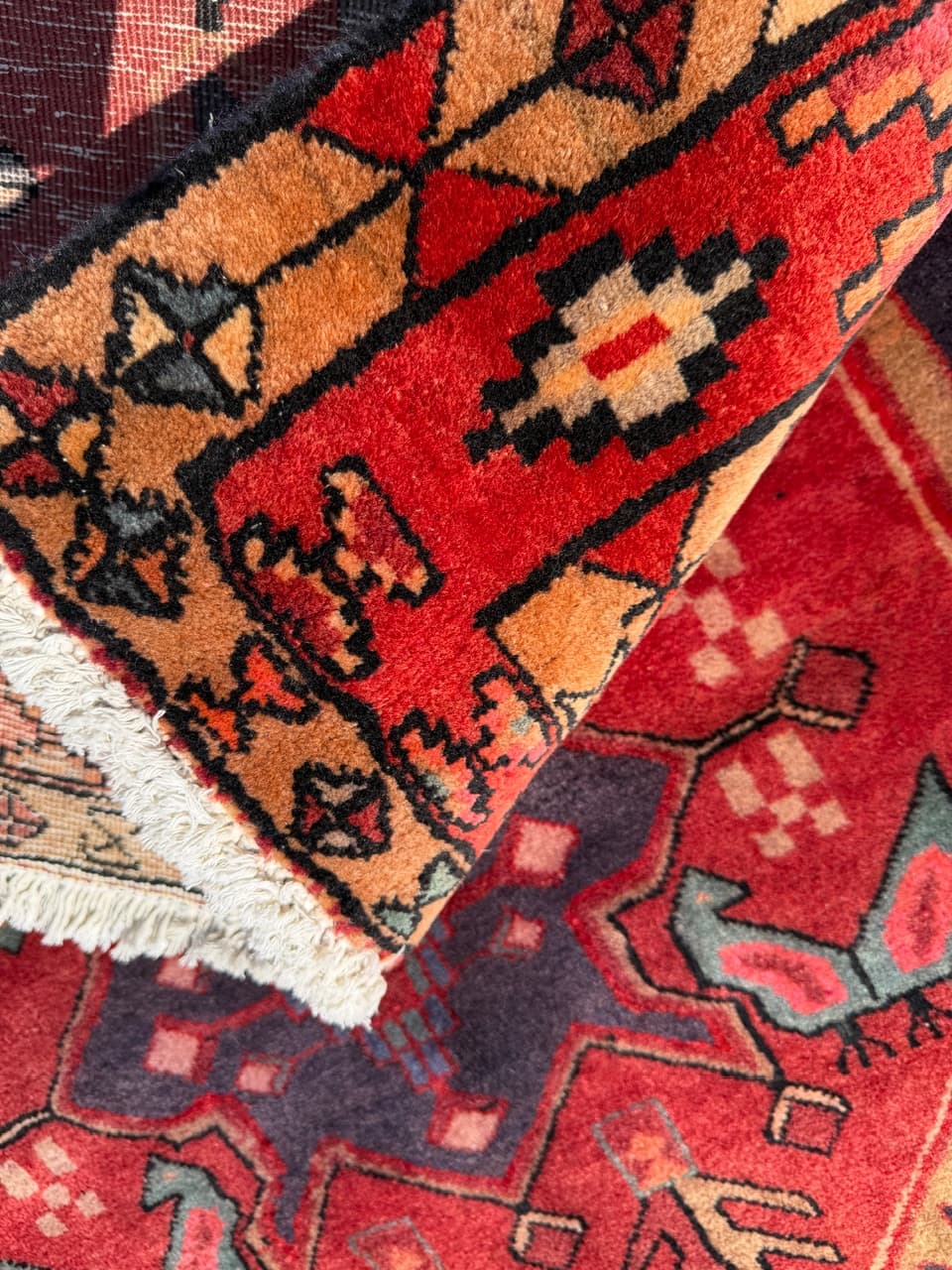 Chodnik Hamadan 325x140 cm, czerwony, wełna, Iran - 303288