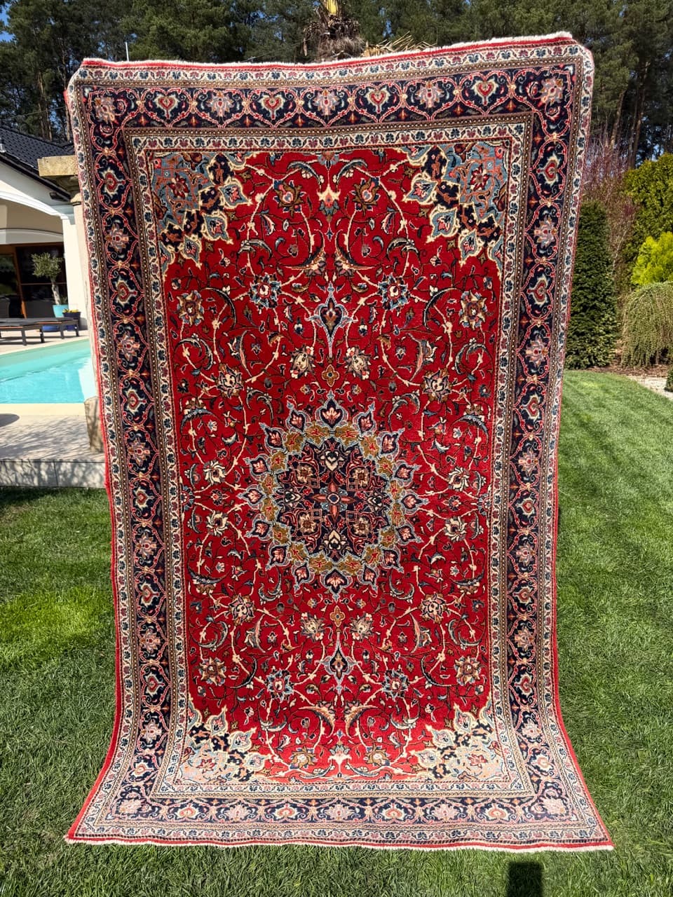 Dywan Kashan 230x135 cm, czerwony, wełna, Iran - 303306