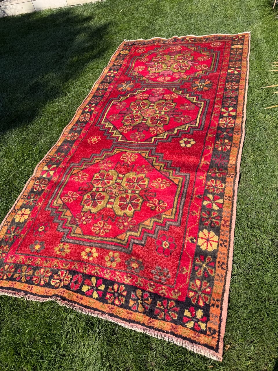 Runner Hamadan 290x140 cm, red, wool, Iran - 303322