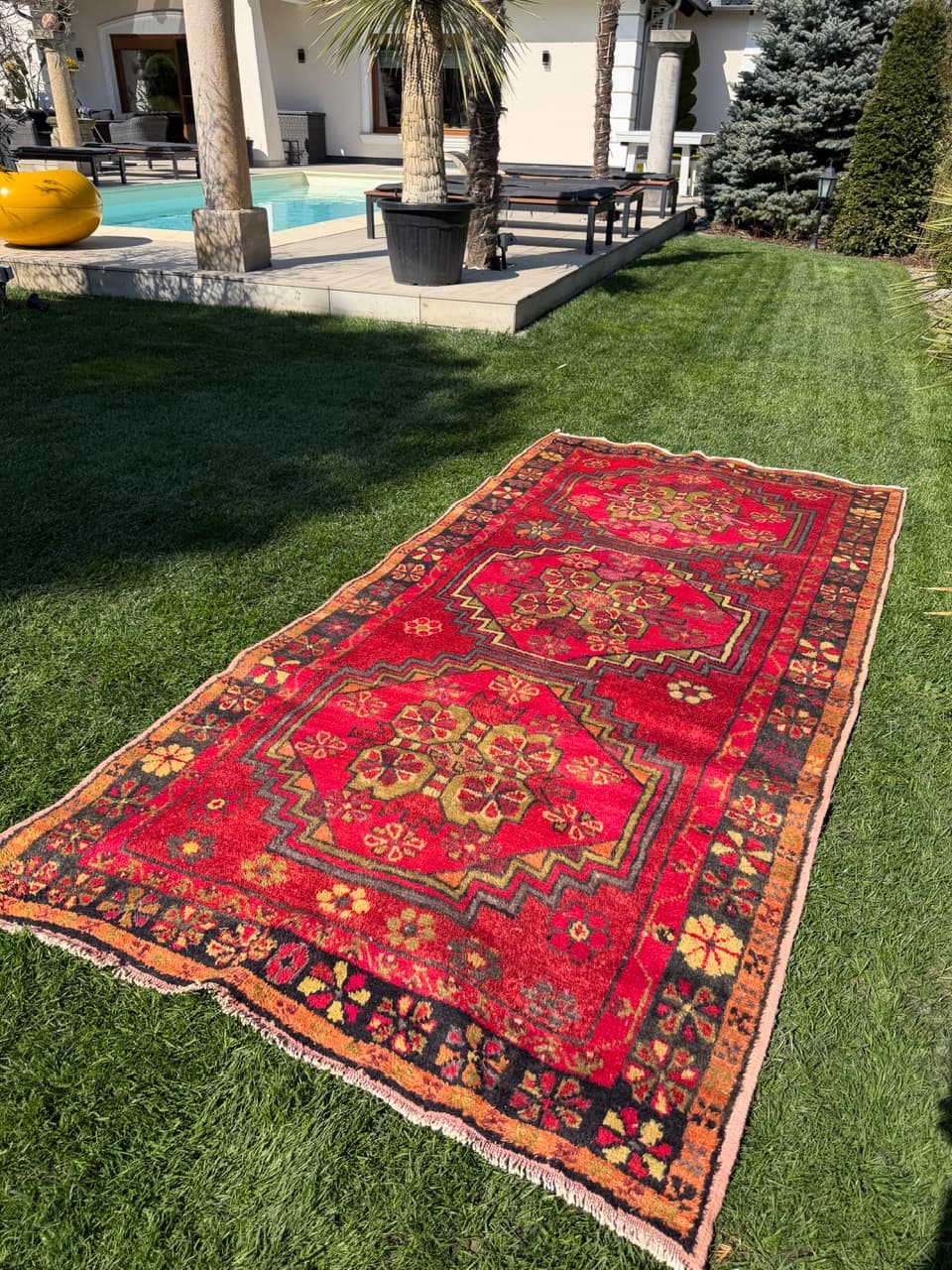 Runner Hamadan 290x140 cm, red, wool, Iran - 303321