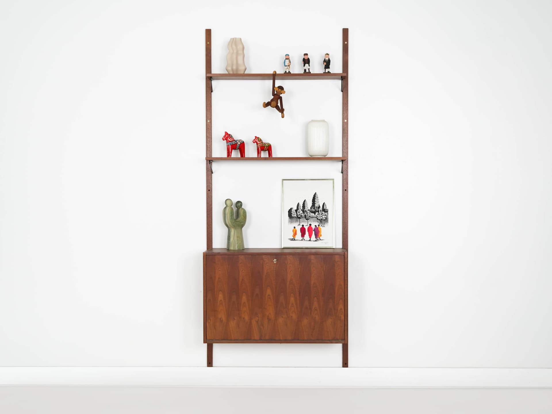 Shelving unit, brown teak, Denmark, 1960s. - 303359