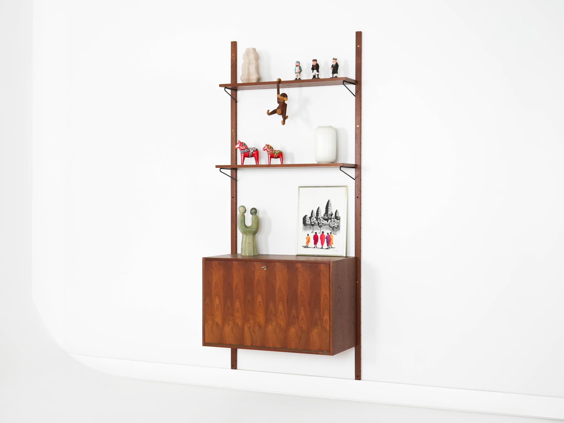 Shelving unit, brown teak, Denmark, 1960s. - 303358