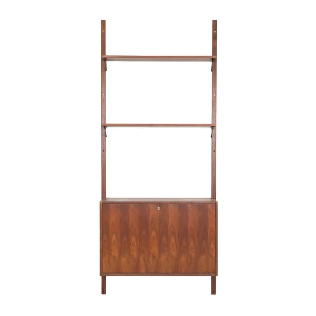 Shelving unit, brown teak, Denmark, 1960s. - DIMENSION