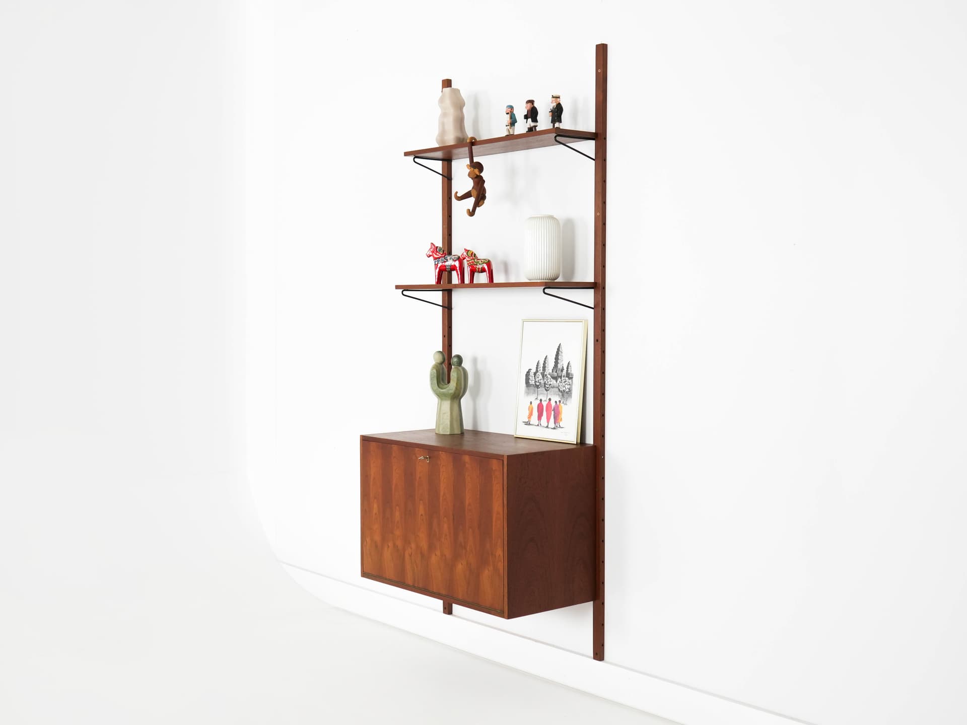 Shelving unit, brown teak, Denmark, 1960s. - 303357