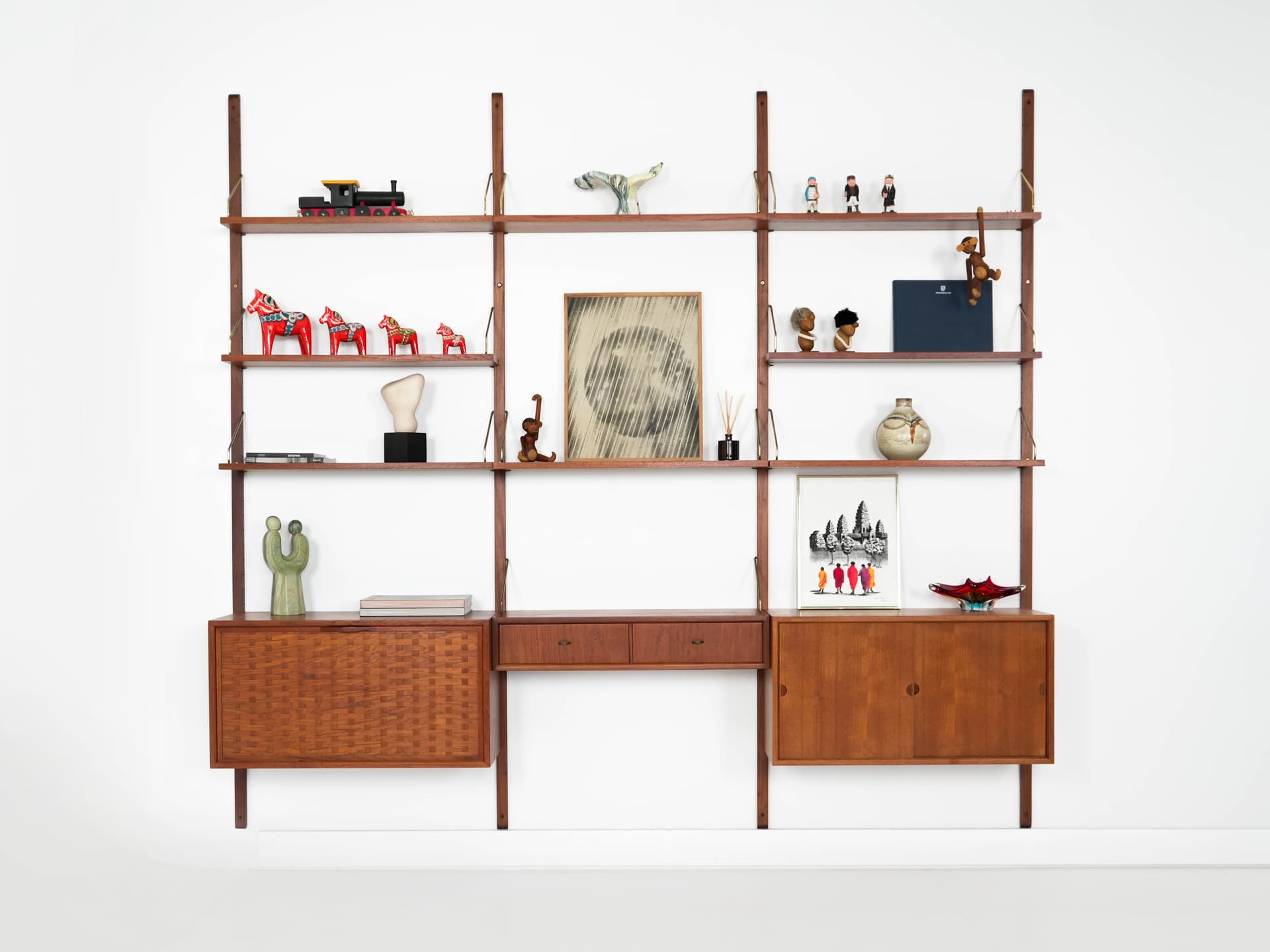 Wall unit, by P. Cadovius, brown teak, Denmark, 1960s. - 303372