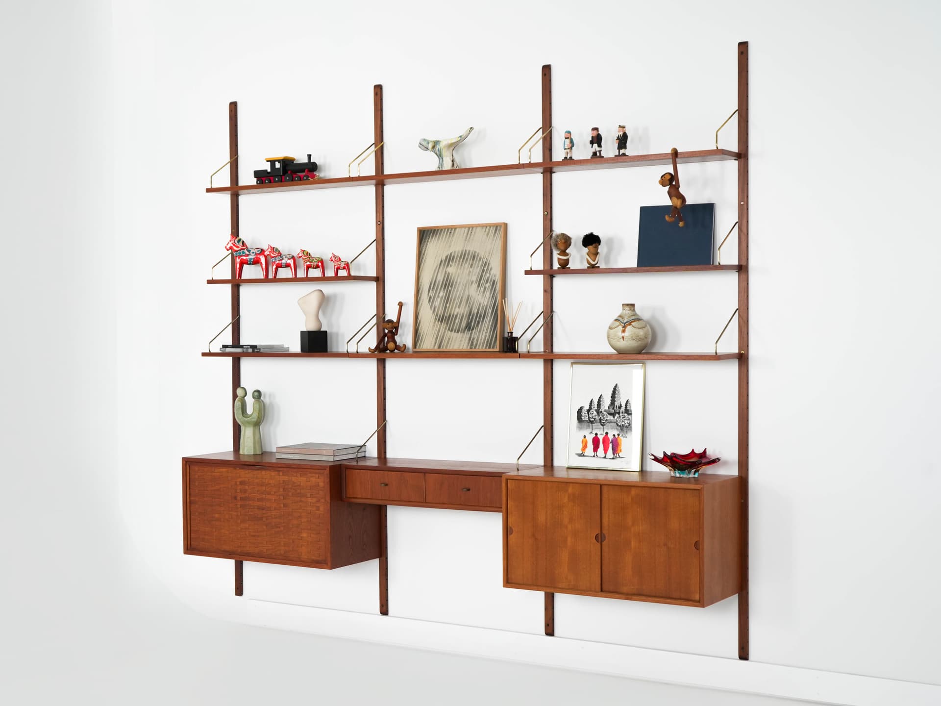 Wall unit, by P. Cadovius, brown teak, Denmark, 1960s. - 303373