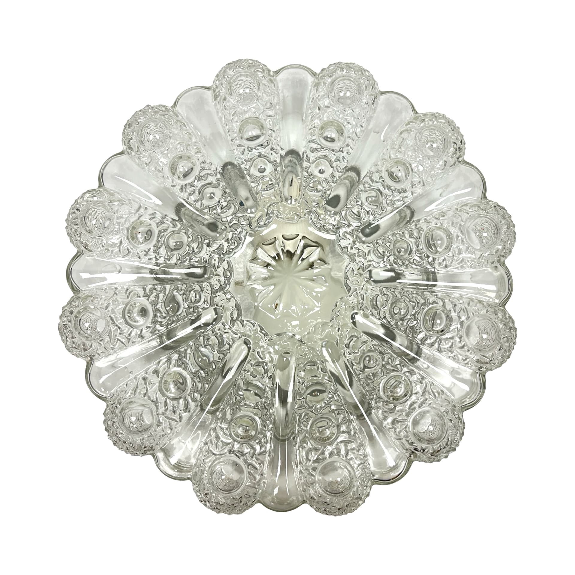 Plafon Sirius, szkło transparentne, metal czarny, proj. H. Tynell, Limburg, Niemcy, lata 70. - 303465
