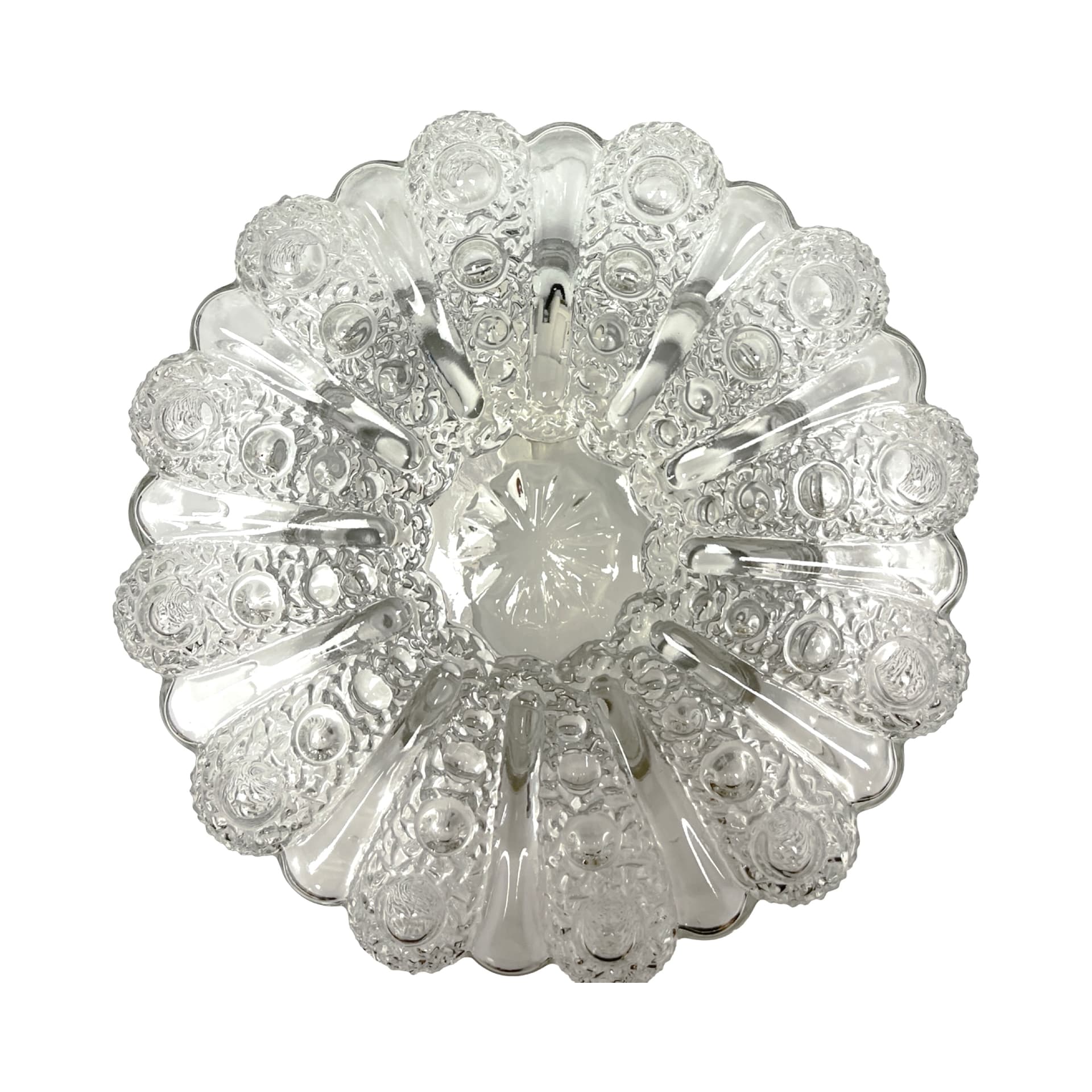 Plafon Sirius, szkło transparentne, metal czarny, proj. H. Tynell, Limburg, Niemcy, lata 70. - 303464